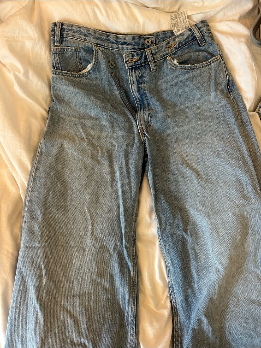Zara Light Blue High-Rise Wide-Leg Jeans